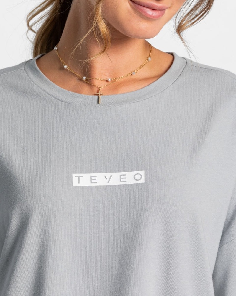 Teveo Iconic Oversized T-shirt Grey Blue | SSYQ5253