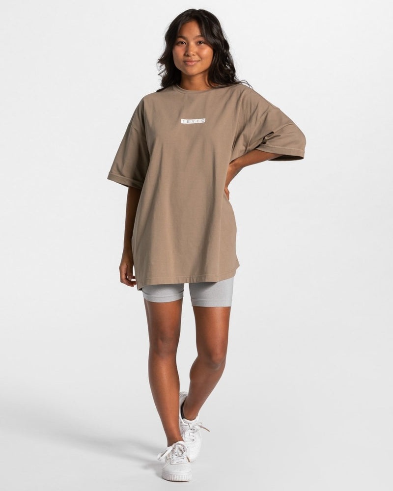 Teveo Iconic Oversized T-shirt Khaki | OYLA6503