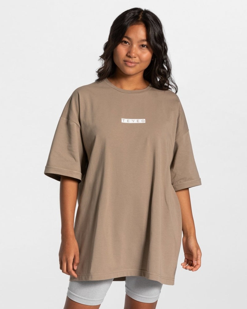 Teveo Iconic Oversized T-shirt Khaki | OYLA6503