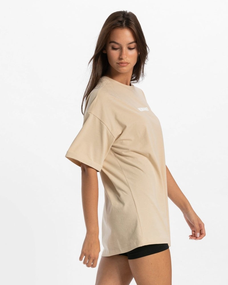 Teveo Iconic Oversized T-shirt Beige | WTCR9037