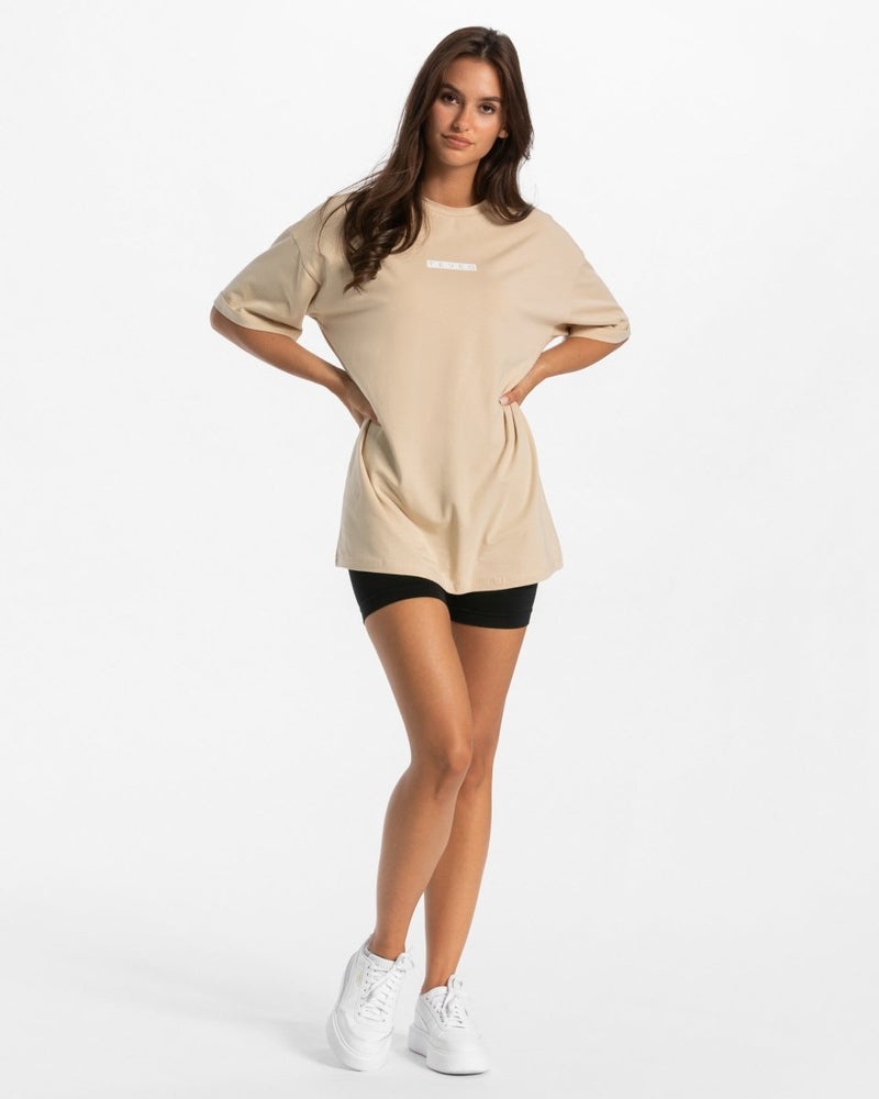 Teveo Iconic Oversized T-shirt Beige | WTCR9037