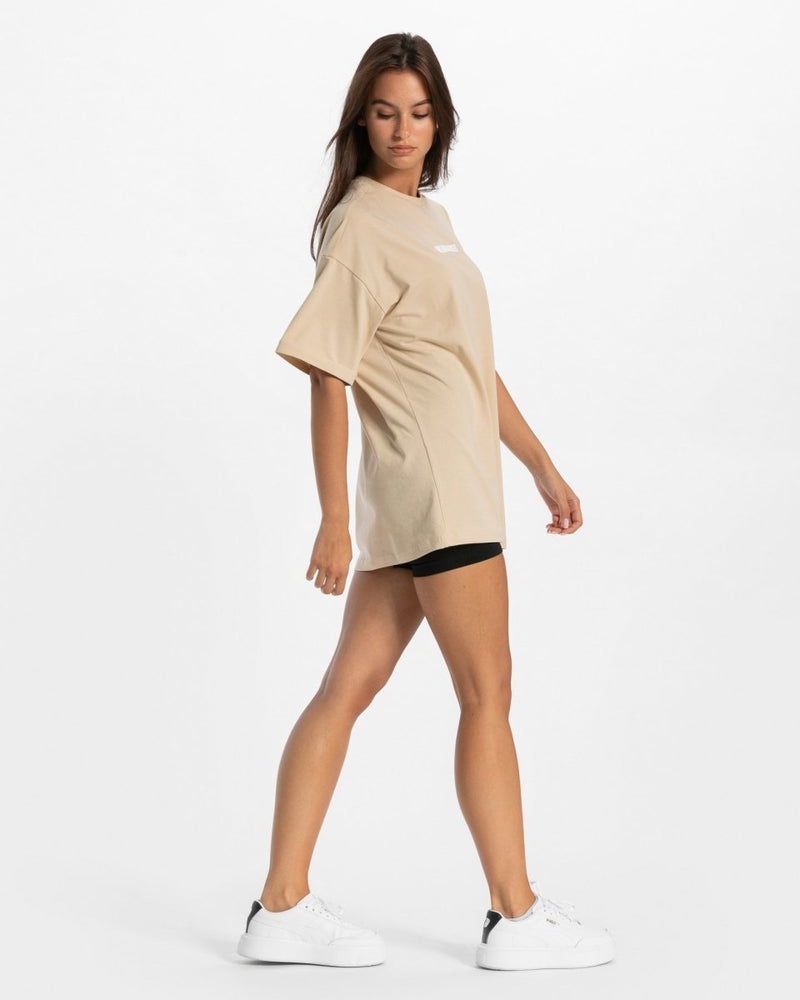 Teveo Iconic Oversized T-shirt Beige | WTCR9037