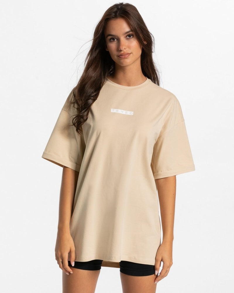 Teveo Iconic Oversized T-shirt Beige | WTCR9037