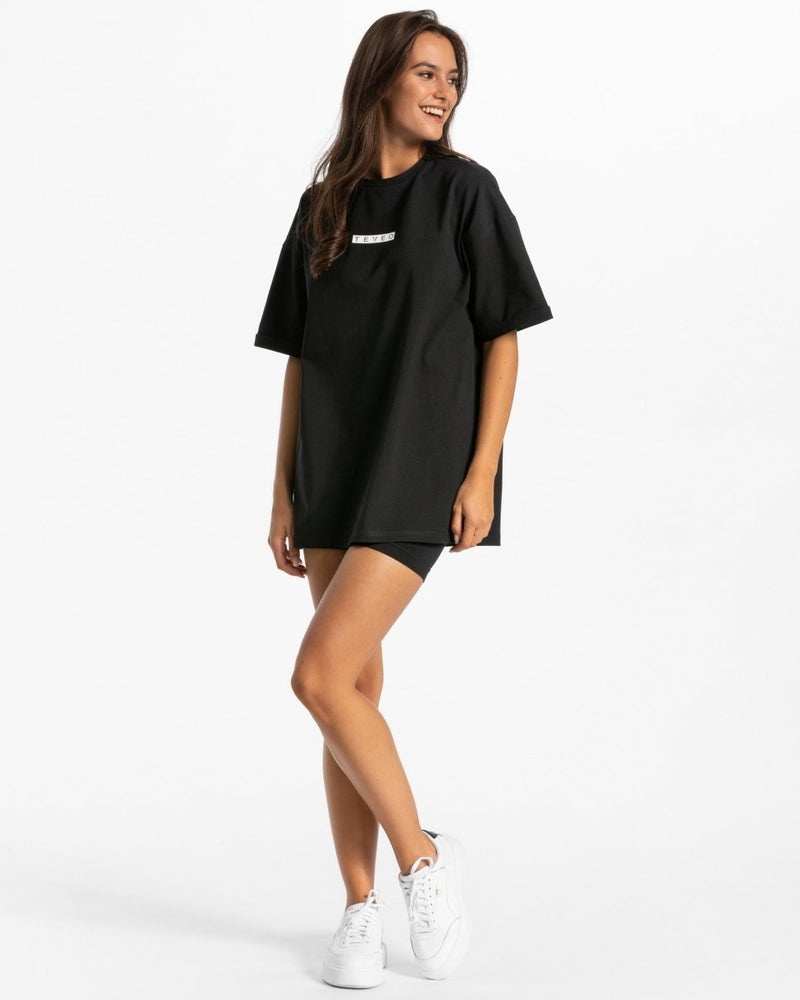 Teveo Iconic Oversized T-shirt Black | NEPU9295