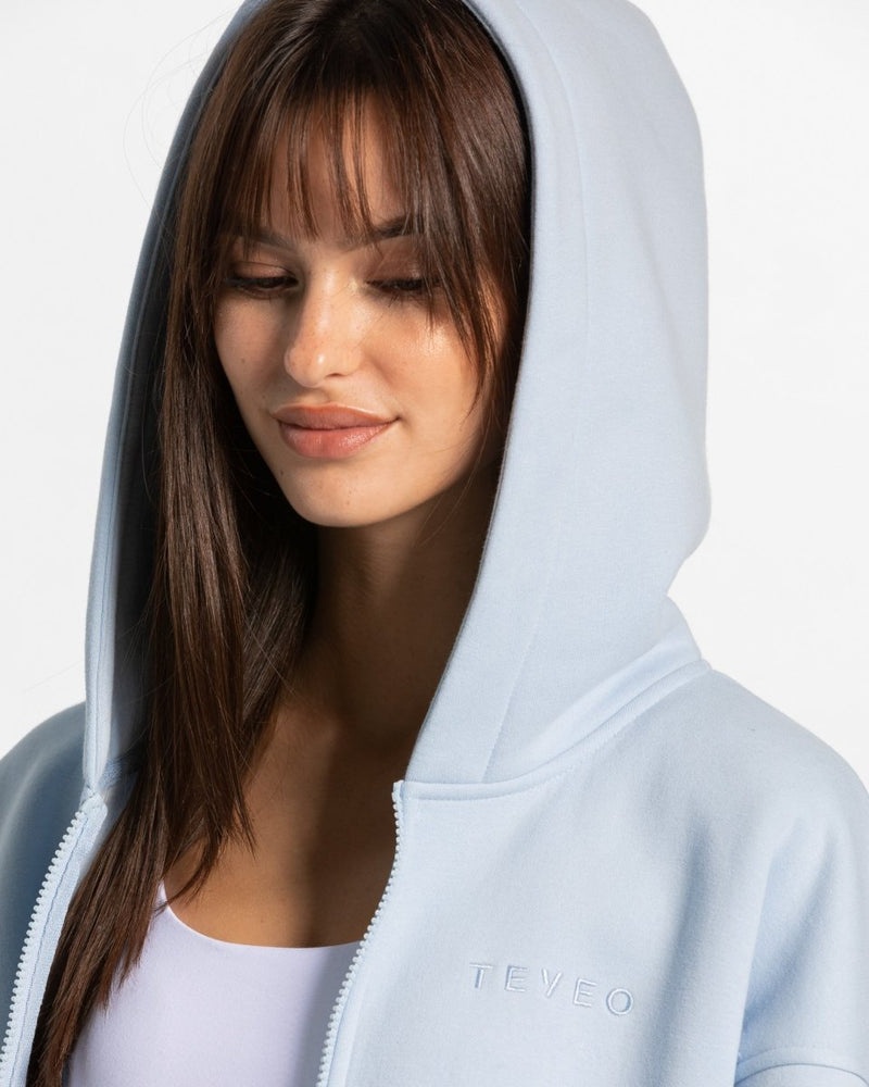 Teveo Iconic Oversized Zip Hoodie Blue | BYXW6062