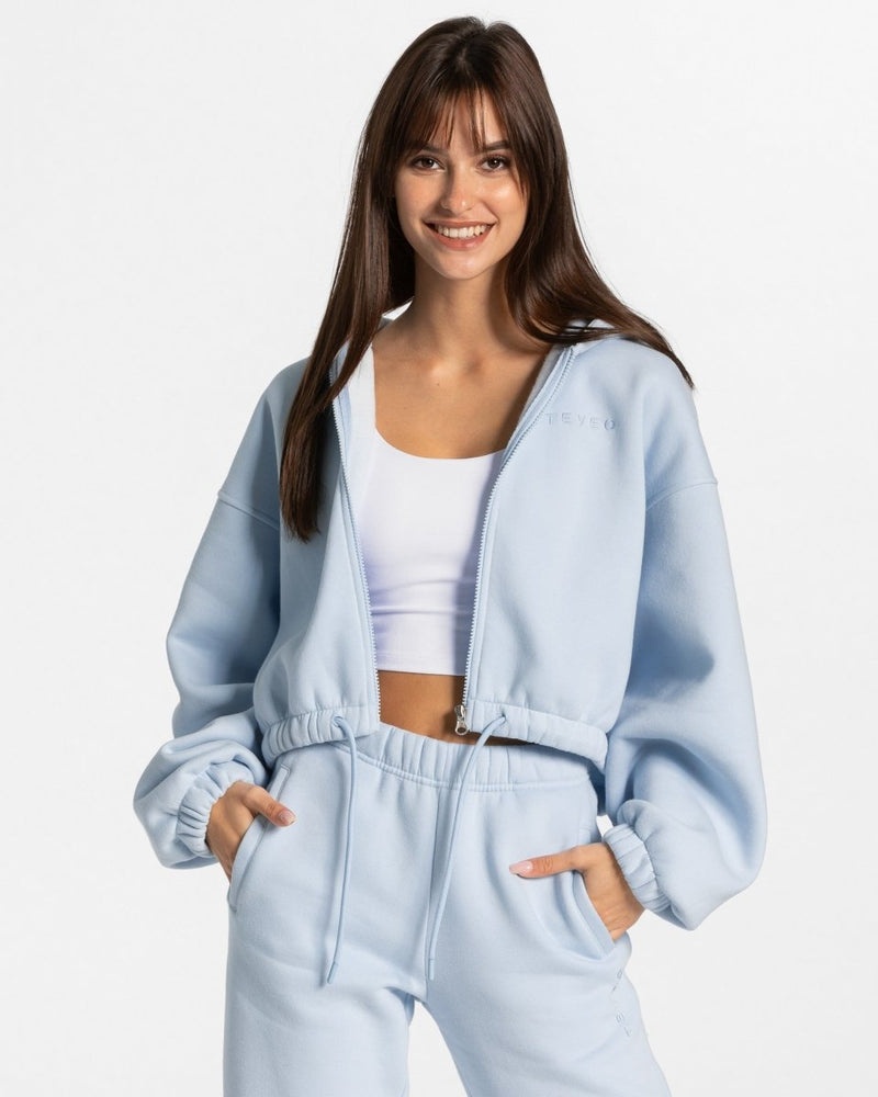 Teveo Iconic Oversized Zip Hoodie Blue | BYXW6062