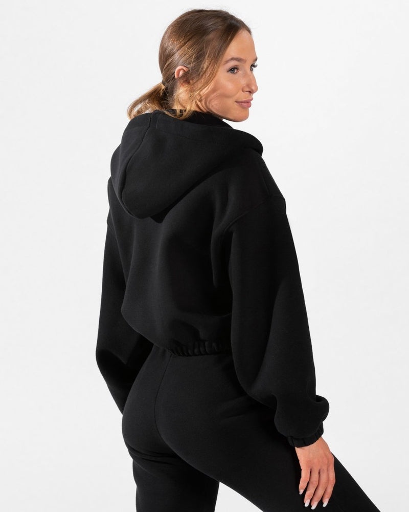 Teveo Iconic Oversized Zip Hoodie Black | YLDJ0839