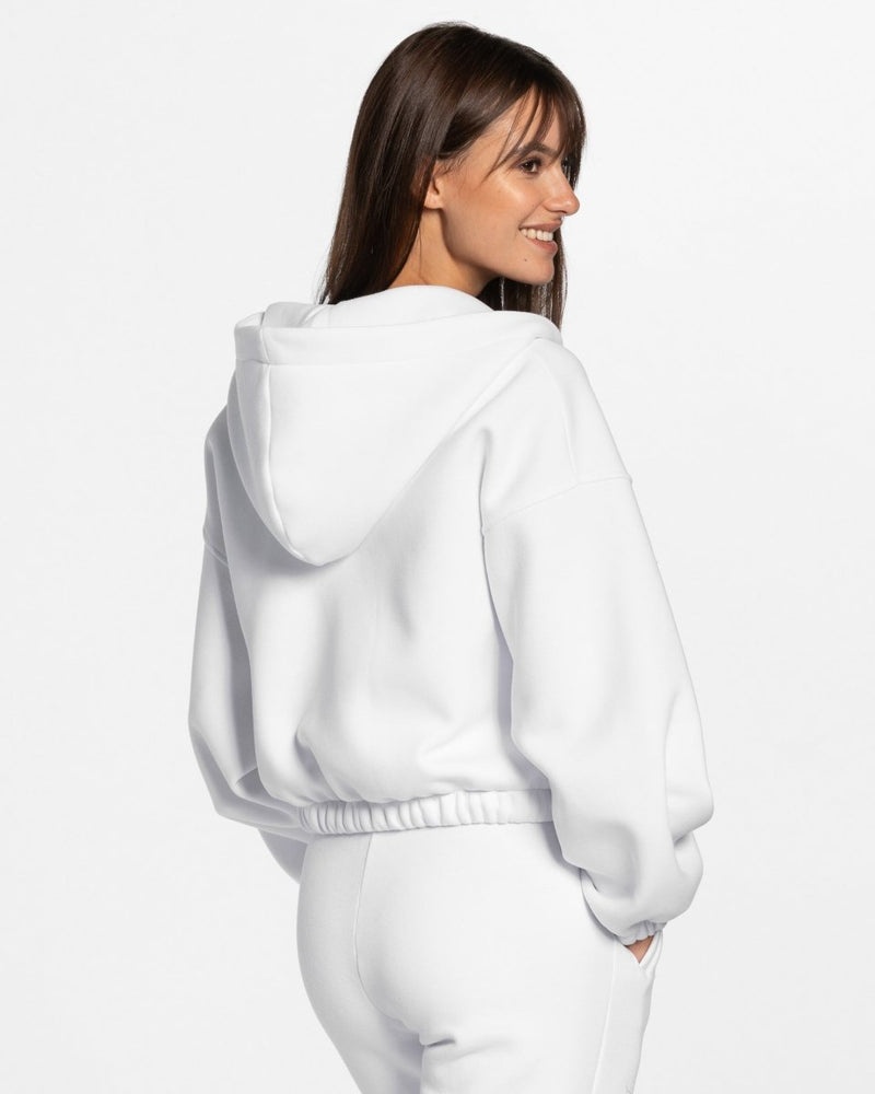 Teveo Iconic Oversized Zip Hoodie White | UUYB9227