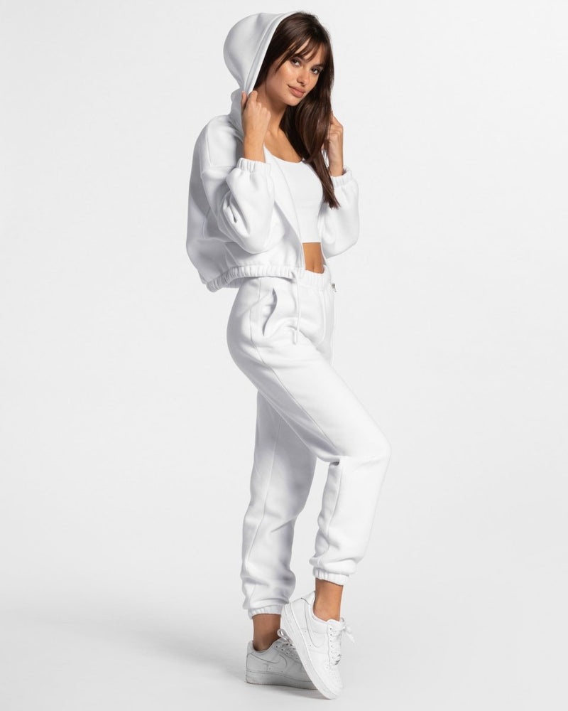 Teveo Iconic Oversized Zip Hoodie White | UUYB9227