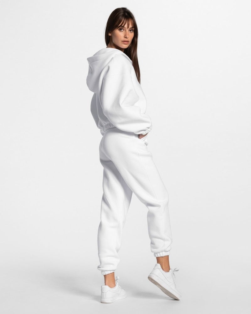 Teveo Iconic Oversized Zip Hoodie White | UUYB9227