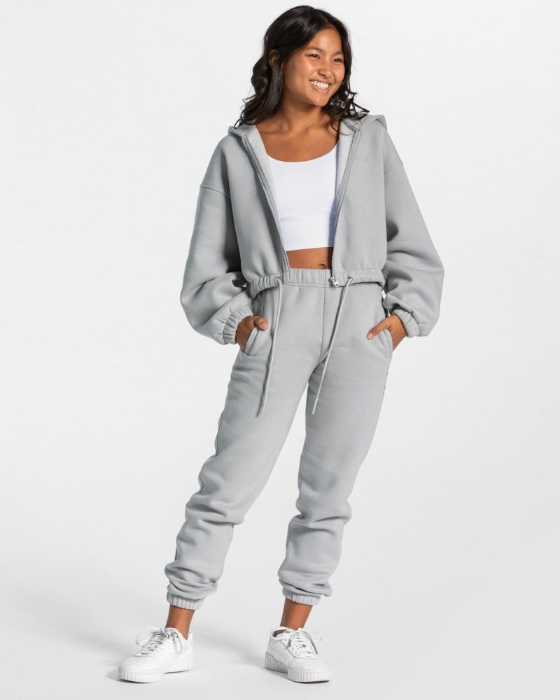 Teveo Iconic Oversized Zip Hoodie Grey Blue | GEQN7981