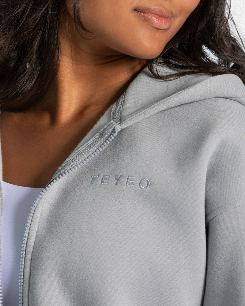 Teveo Iconic Oversized Zip Hoodie Grey Blue | GEQN7981