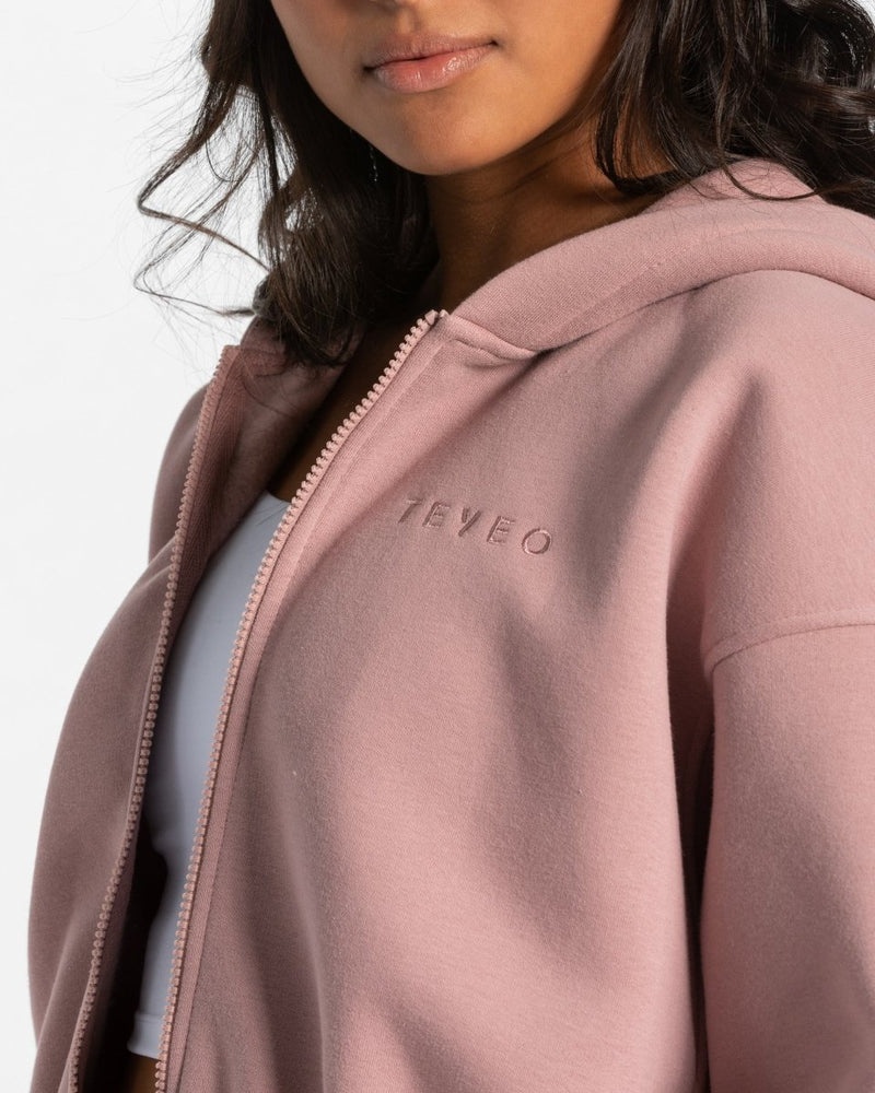 Teveo Iconic Oversized Zip Hoodie Berry | HROK2365