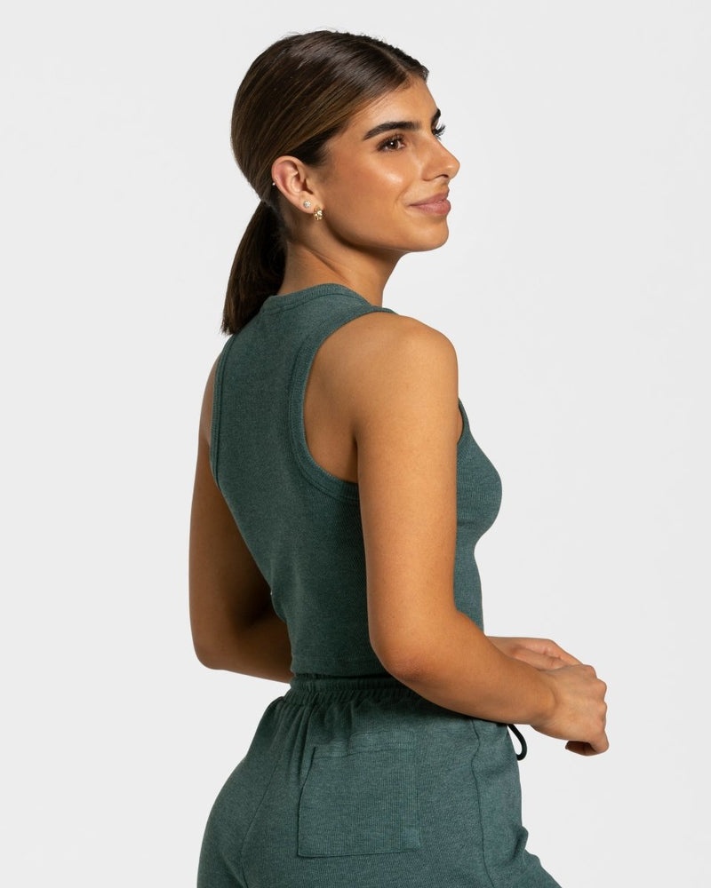 Teveo Lounge Crop Top Dark Green | LNOX3456