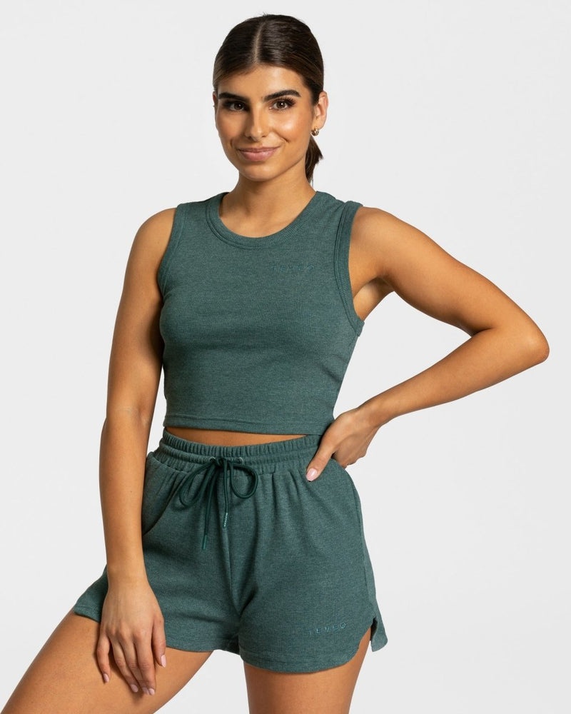 Teveo Lounge Crop Top Dark Green | LNOX3456