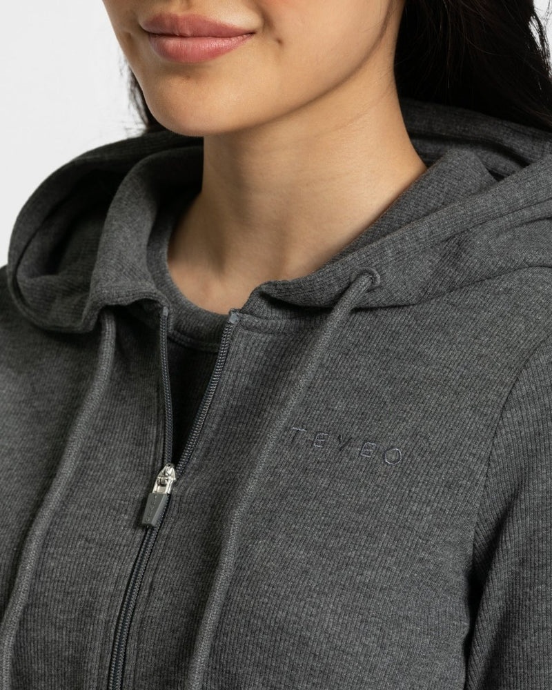 Teveo Lounge Zip Hoodie Dark Grey | IUIJ5879