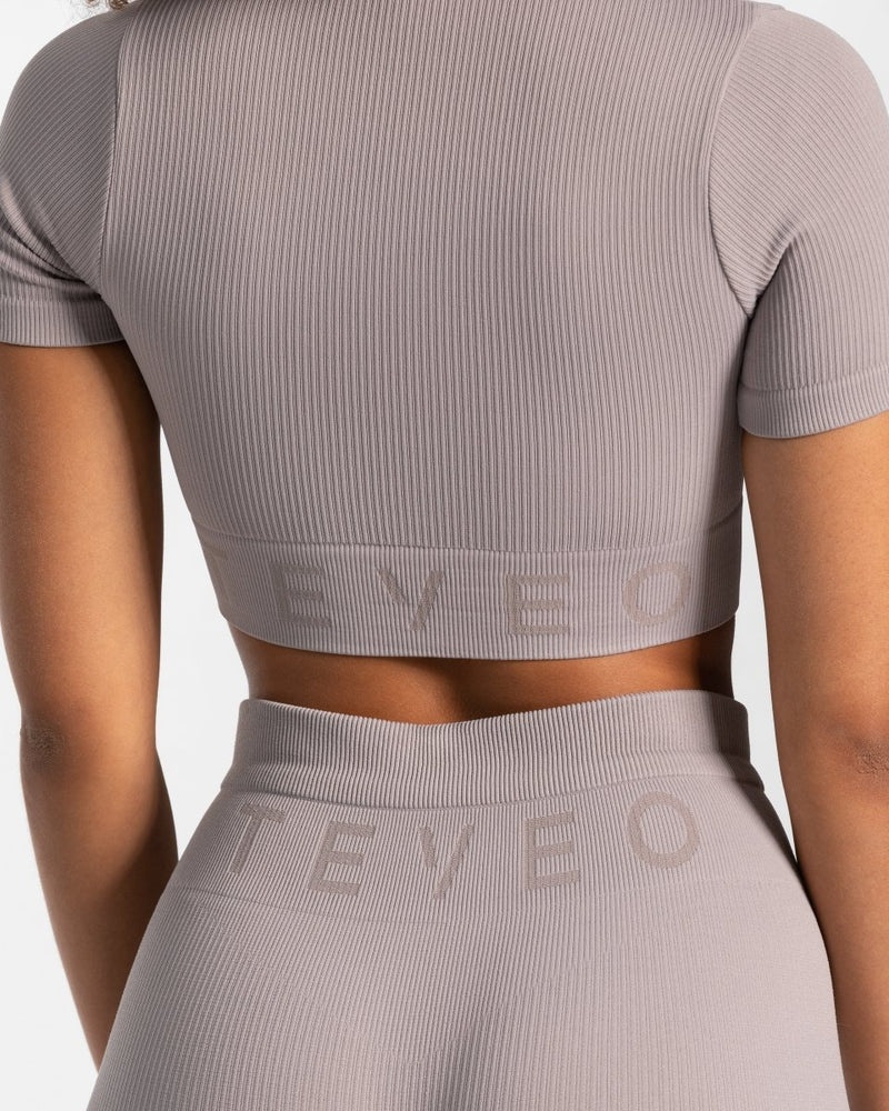 Teveo Ribbed Crop Top Grey | JYZC0241