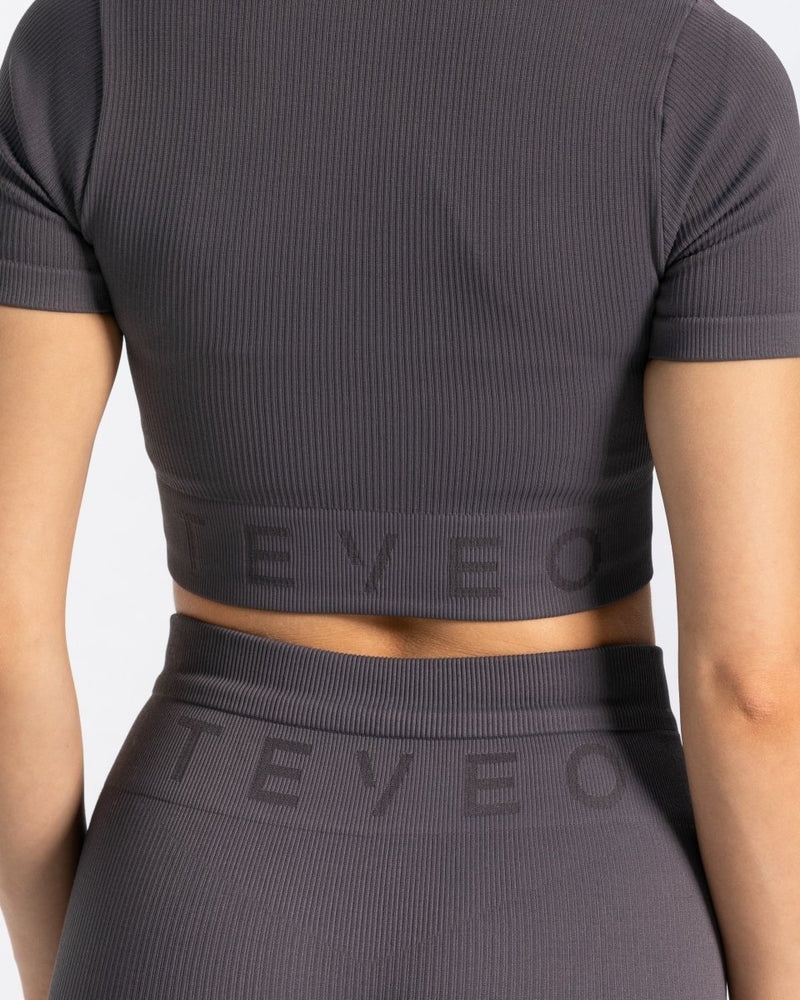 Teveo Ribbed Crop Top Grey | NFIN1898