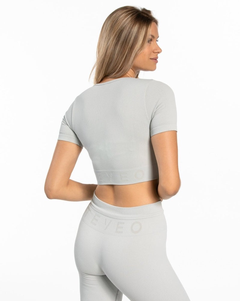 Teveo Ribbed Crop Top Light Grey | DOOZ2334