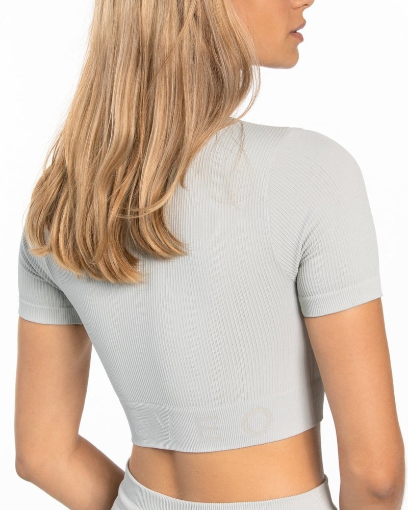 Teveo Ribbed Crop Top Light Grey | DOOZ2334