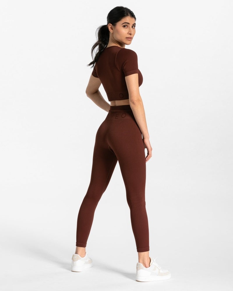 Teveo Ribbed Crop Top Mahogany | KATQ4660