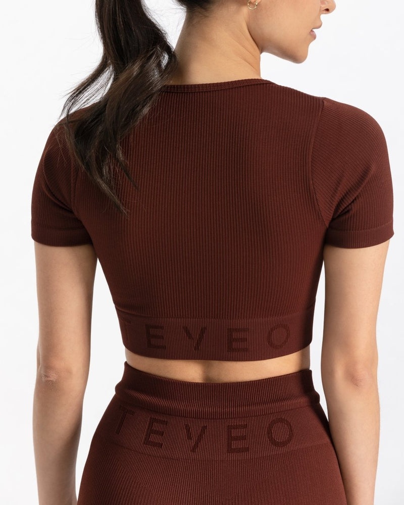 Teveo Ribbed Crop Top Mahogany | KATQ4660