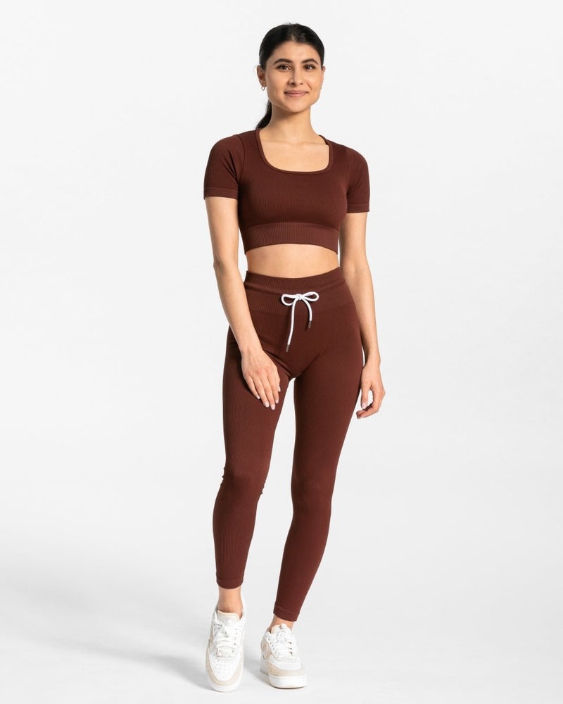 Teveo Ribbed Crop Top Mahogany | KATQ4660