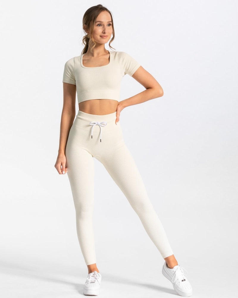 Teveo Ribbed Crop Top White | OWFD0322