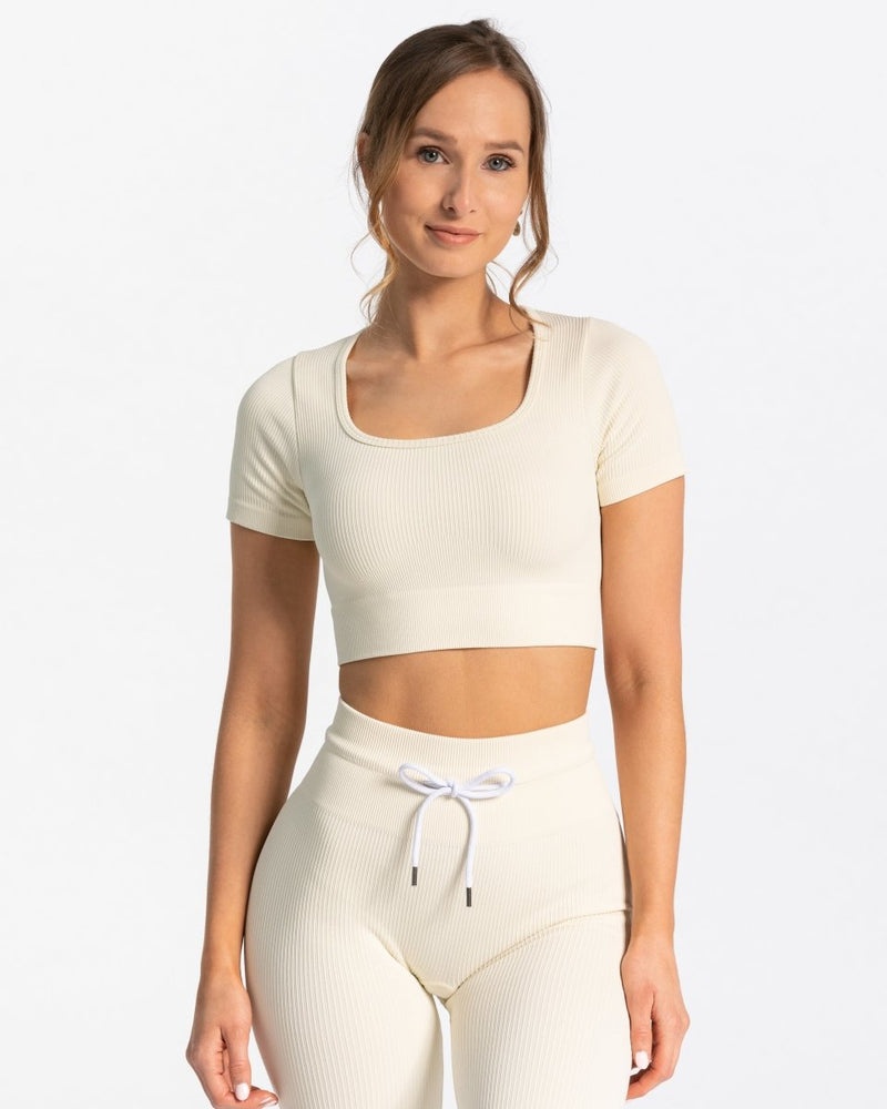 Teveo Ribbed Crop Top White | OWFD0322