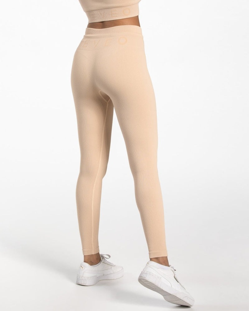 Teveo Ribbed Leggings Beige | OLDG5891