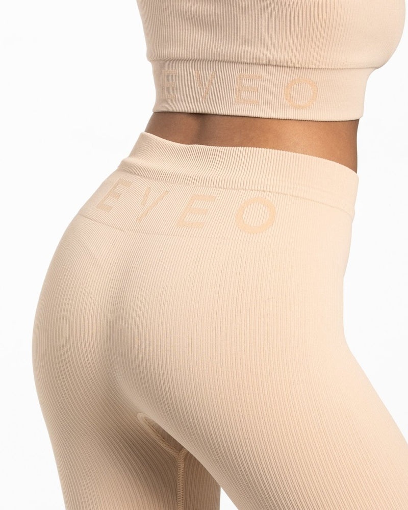 Teveo Ribbed Leggings Beige | OLDG5891