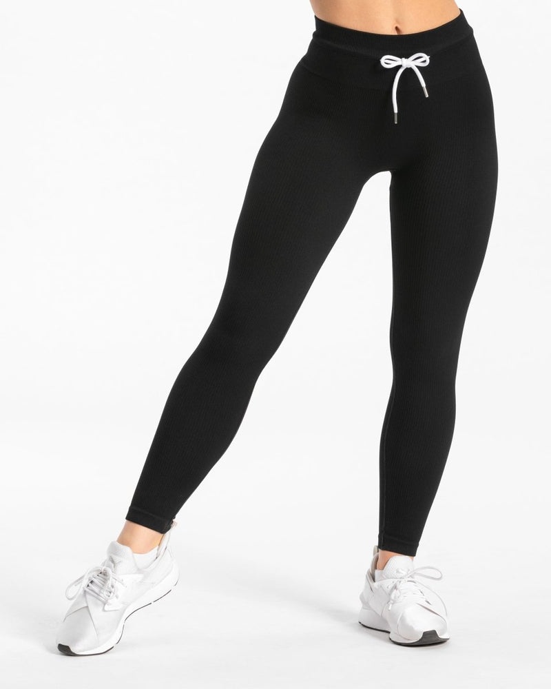 Teveo Ribbed Leggings Black | FAFK4940