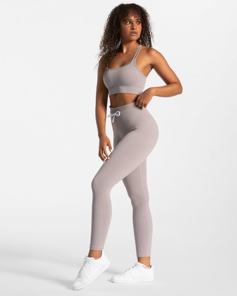 Teveo Ribbed Leggings Grey | YANL7431