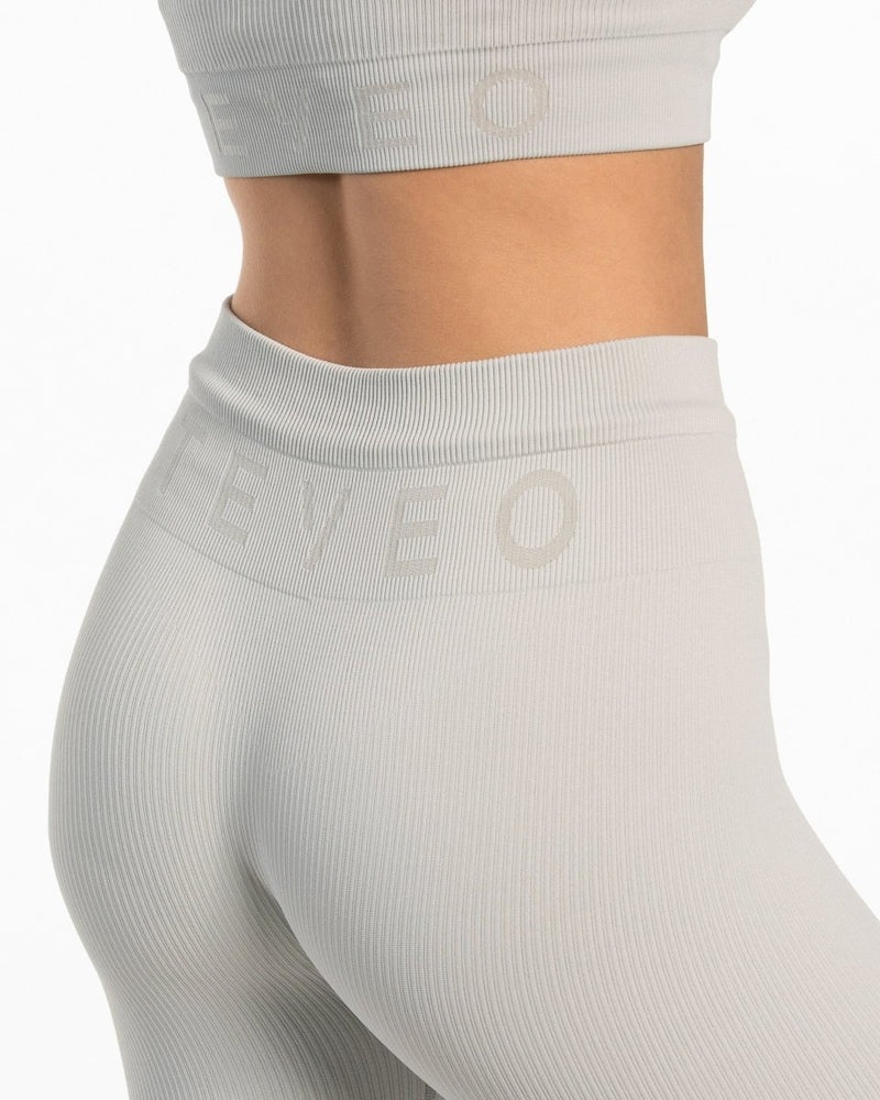 Teveo Ribbed Leggings Light Grey | BPKD5942