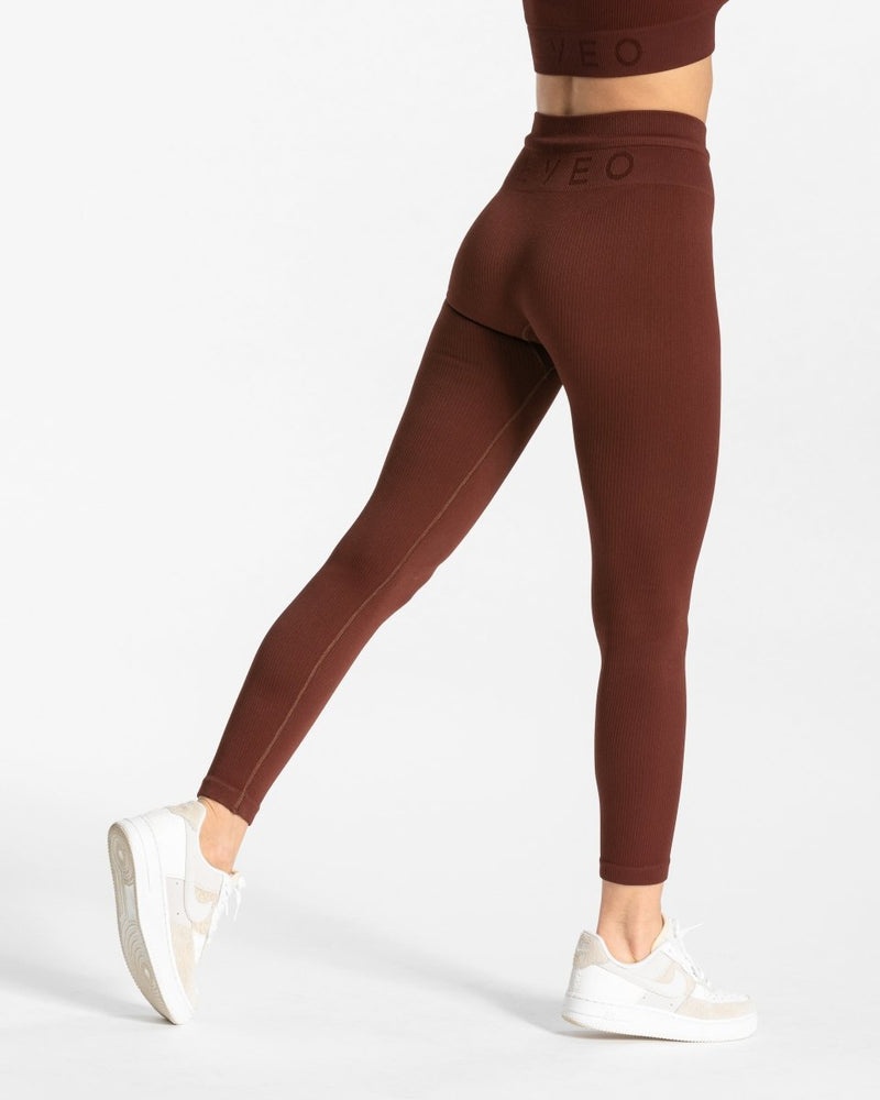 Teveo Ribbed Leggings Mahogany | GJCA6224