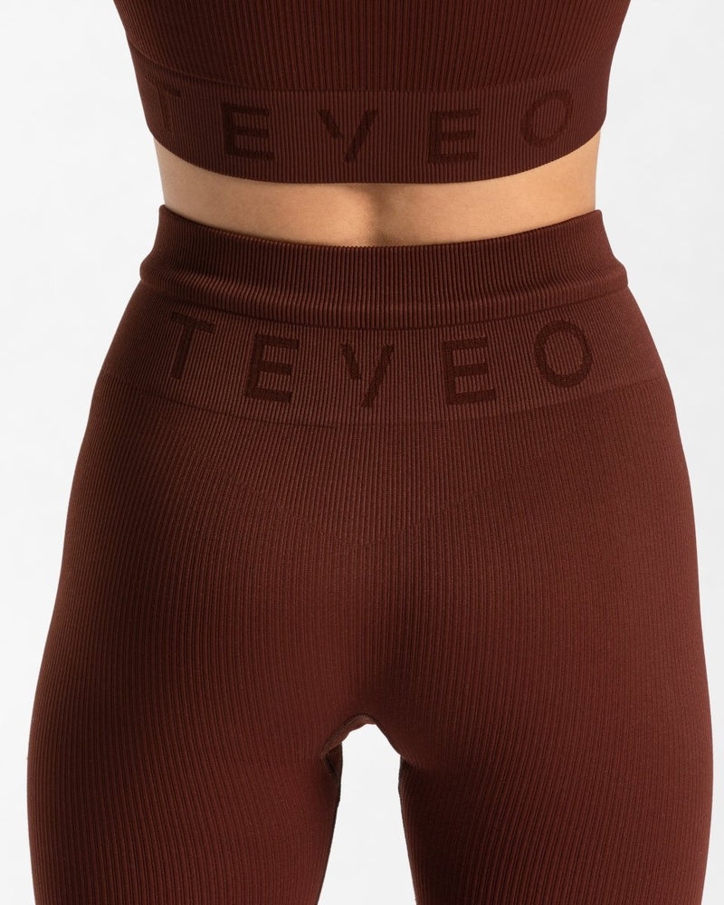 Teveo Ribbed Leggings Mahogany | GJCA6224