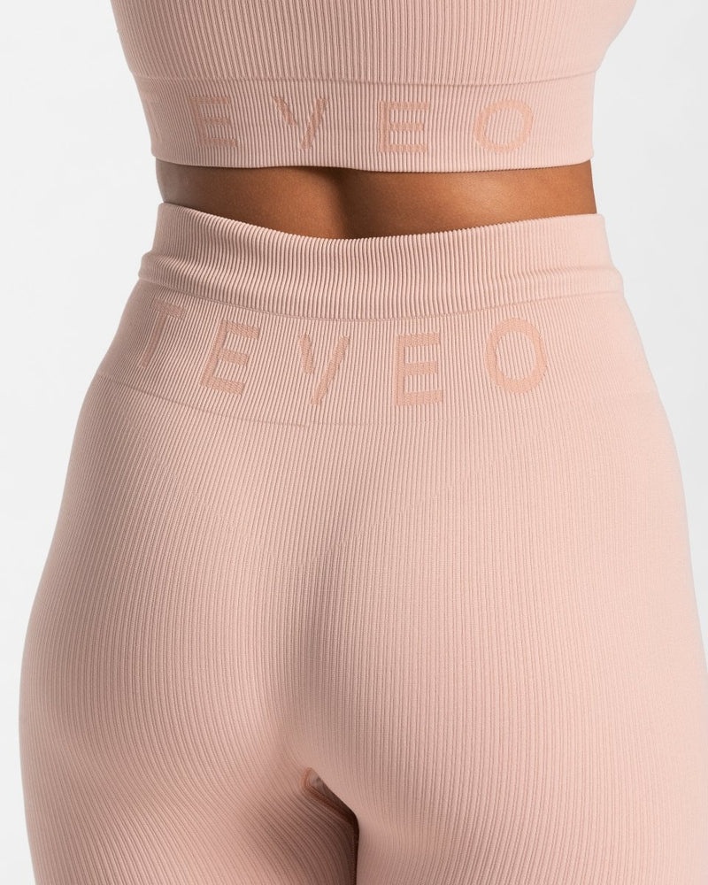 Teveo Ribbed Leggings Pink | YBNT5524