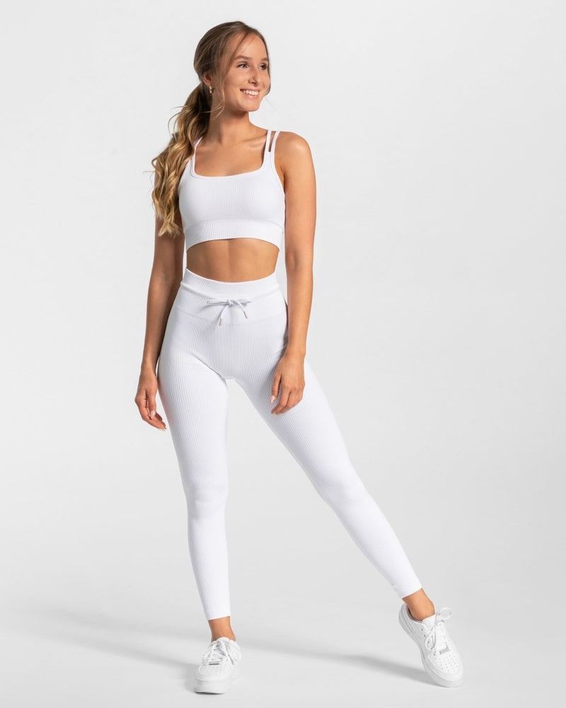 Teveo Ribbed Leggings White | BYPZ9656