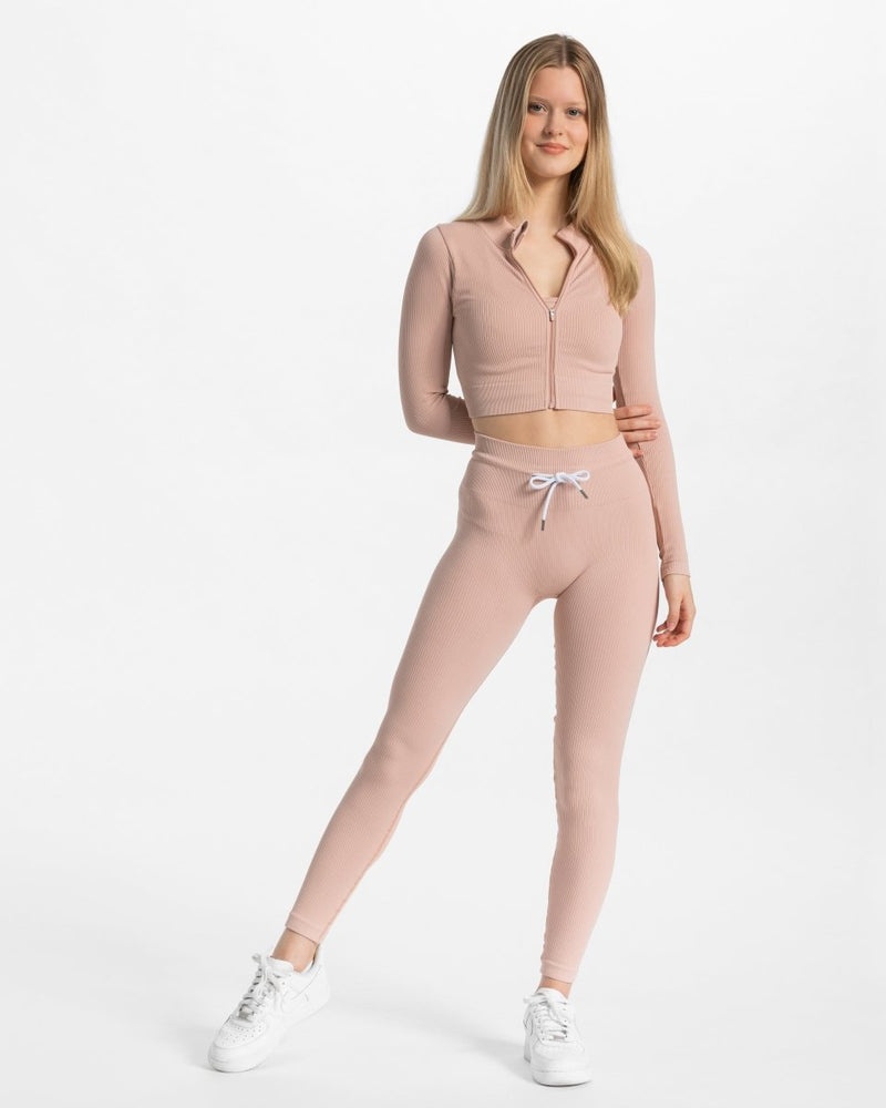 Teveo Ribbed Zip Jacket Pink | TNTW8602