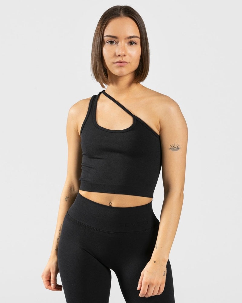 Teveo Sassy One Shoulder Top Black | VLMN1010