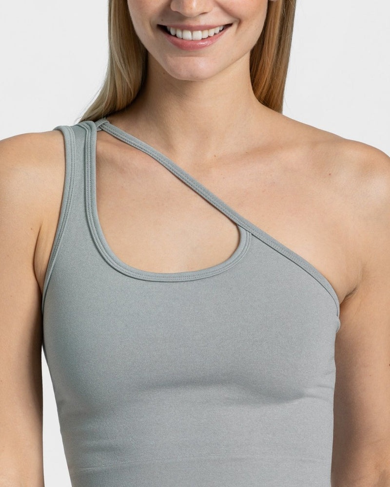 Teveo Sassy One Shoulder Top Grey Blue | XTBM1439