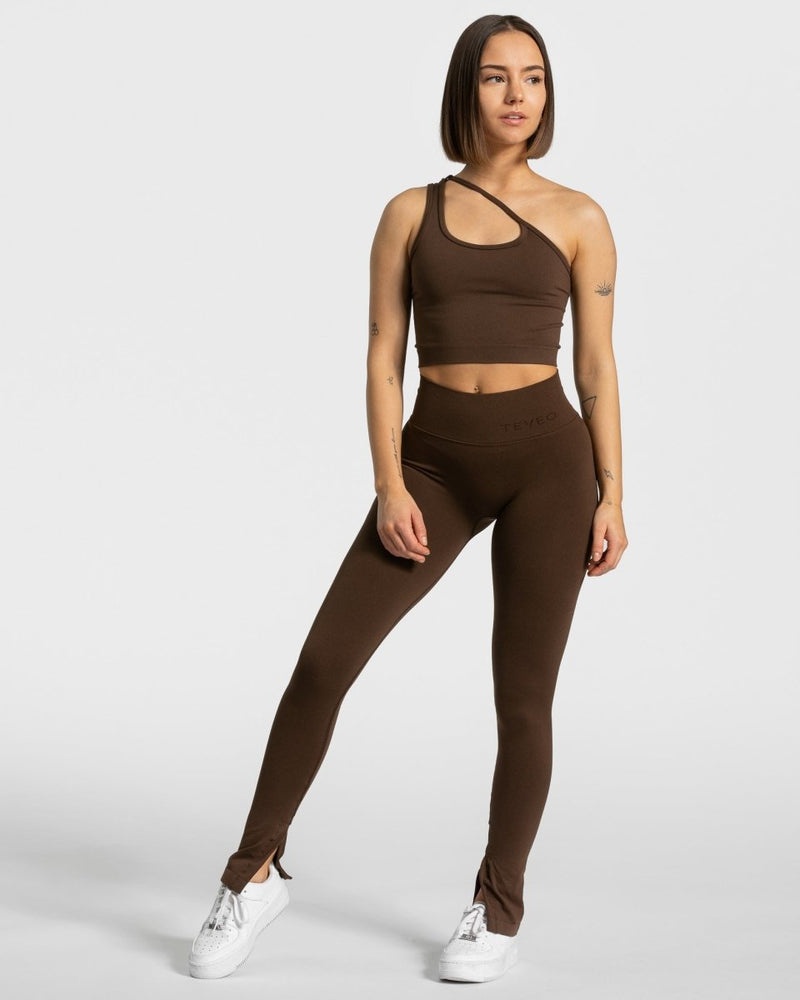 Teveo Sassy One Shoulder Top Brown | YFQX3728