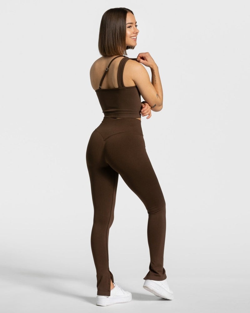 Teveo Sassy One Shoulder Top Brown | YFQX3728