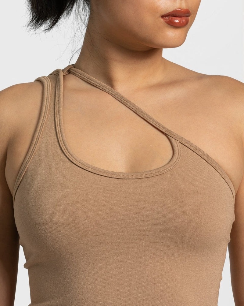 Teveo Sassy One Shoulder Top Beige | FJOZ1398