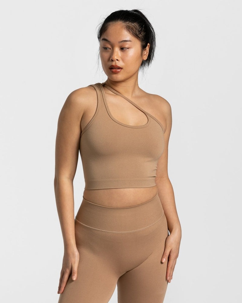 Teveo Sassy One Shoulder Top Beige | FJOZ1398