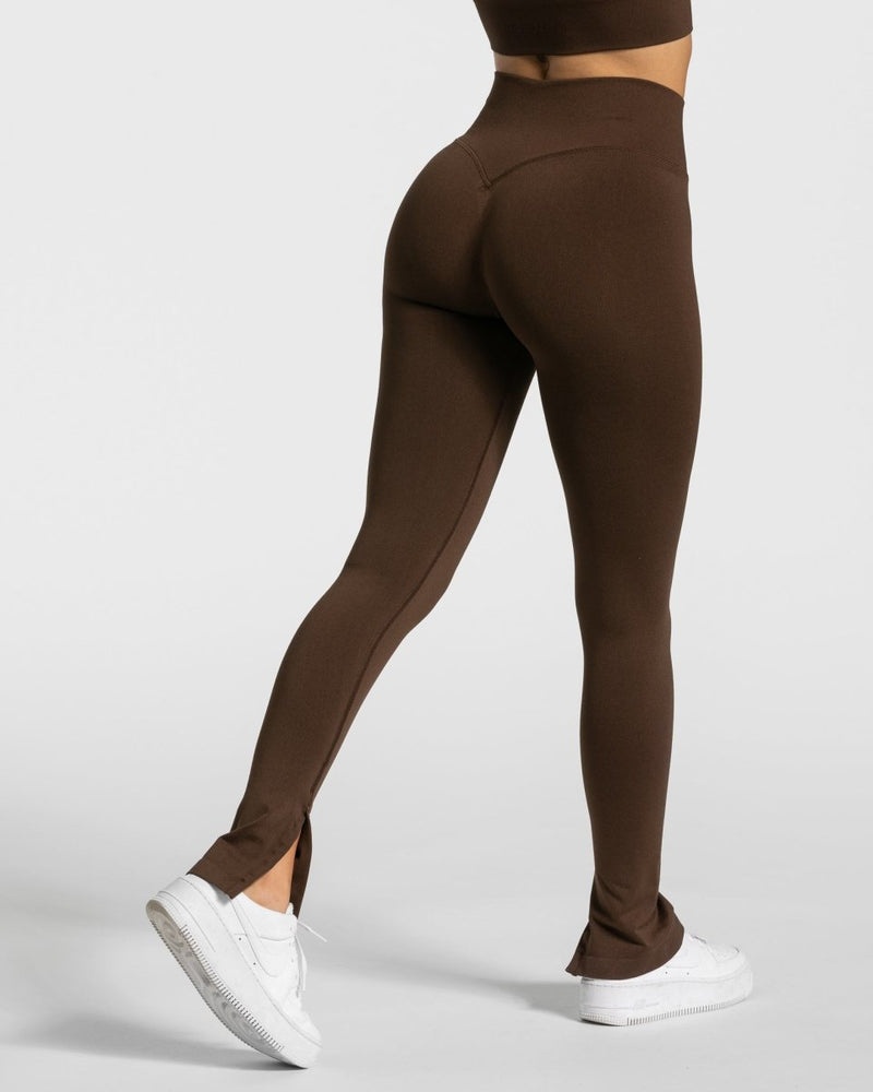 Teveo Sassy Slit Leggings Brown | LOUK2480