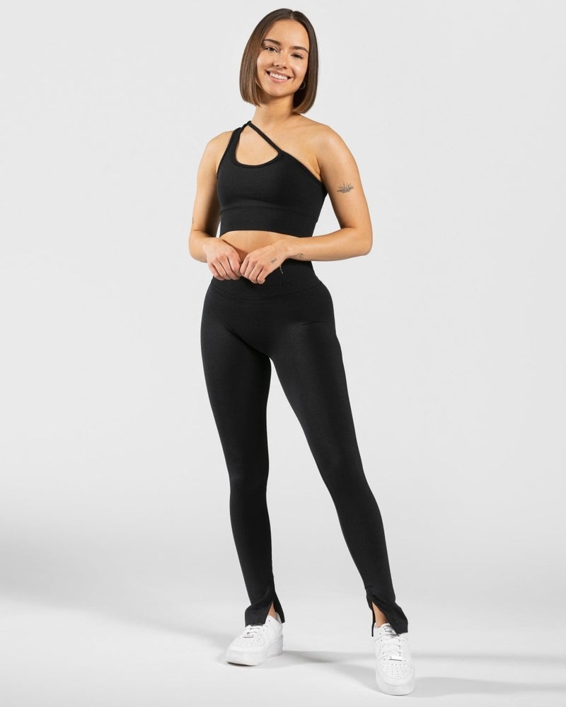 Teveo Sassy Slit Leggings Black | YRHN3127