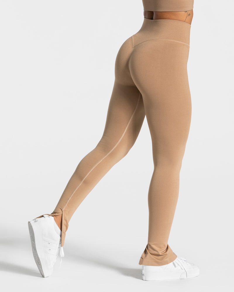 Teveo Sassy Slit Leggings Beige | WATA5058