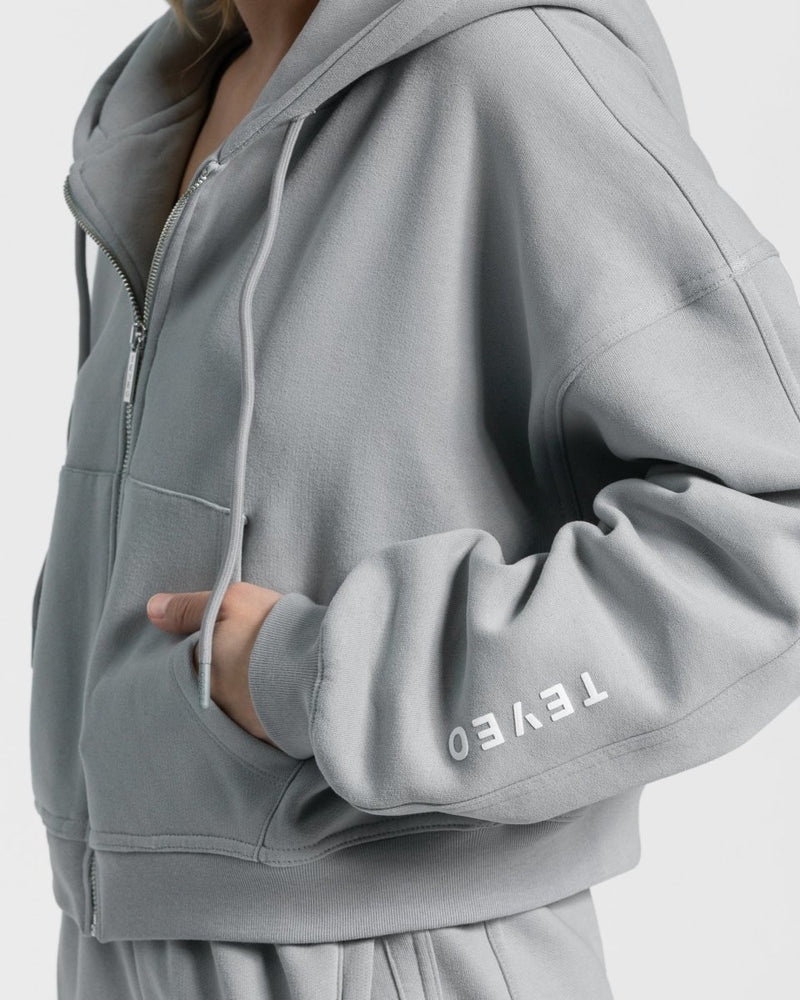 Teveo Sassy Zip Hoodie Grey Blue | IZSK7890