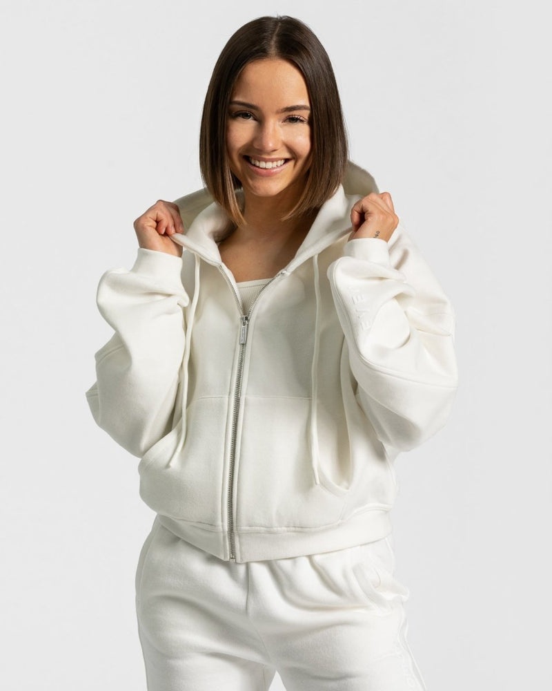 Teveo Sassy Zip Hoodie White | FVXE6843